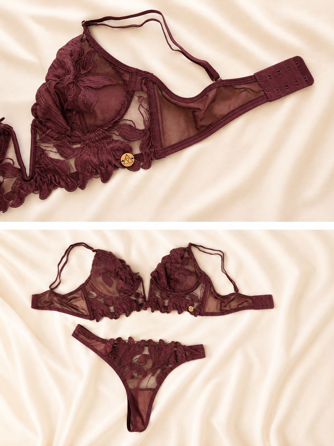 ROSE LACE — Conjunto Borgoña / Azul
